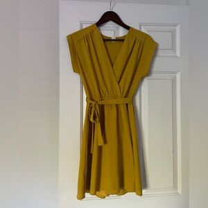 Mustard yellow v neck sundress—small